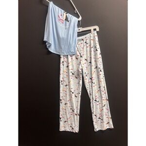 Womens blue Dogs Pajama Set Size Medium